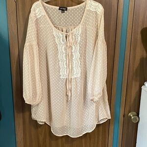Call It Spring Women's Light Pink Lace Blouse